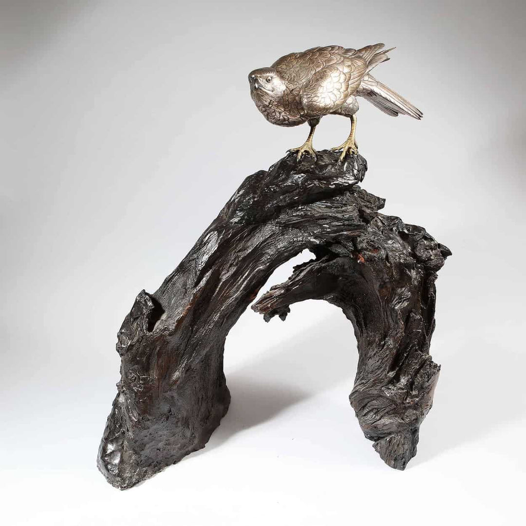 Meiji Silvered Bronze Eagle by Akasofu Gyoko
