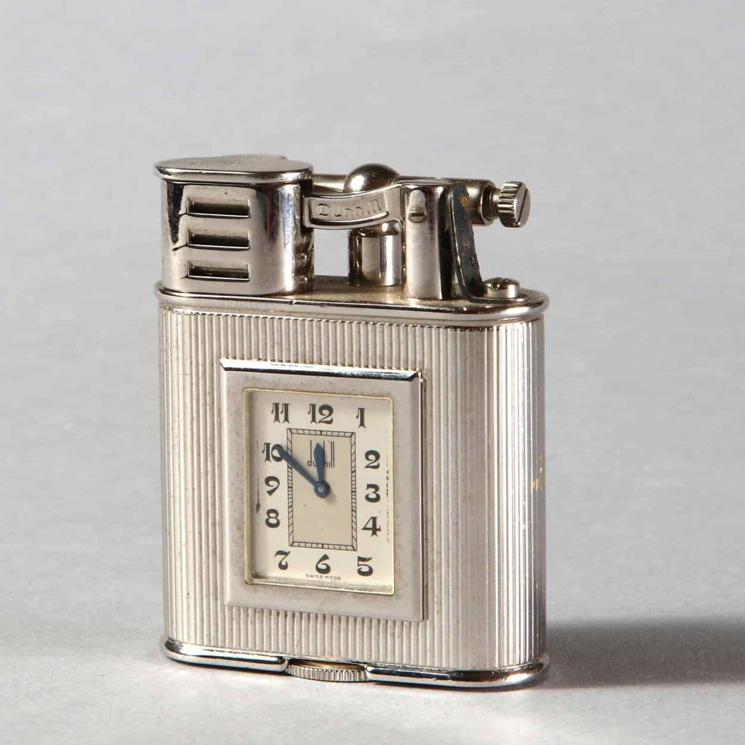 Dunhill Platinum Plated 'Unique 'A' Sports' Pocket Lighter with Watch