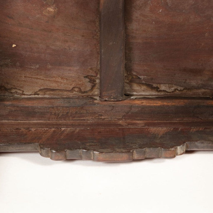 Close-up of the carved apron and base of the HUANGHUALI INCENSE STAND showcasing aged Huanghuali wood grain.