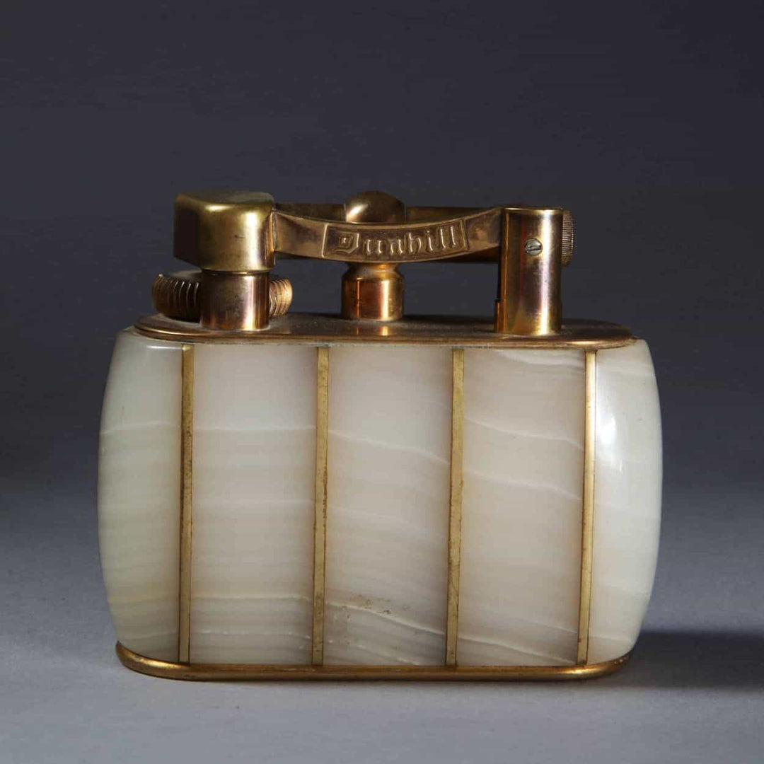 Dunhill Half Giant White Onyx & Gold Table Lighter