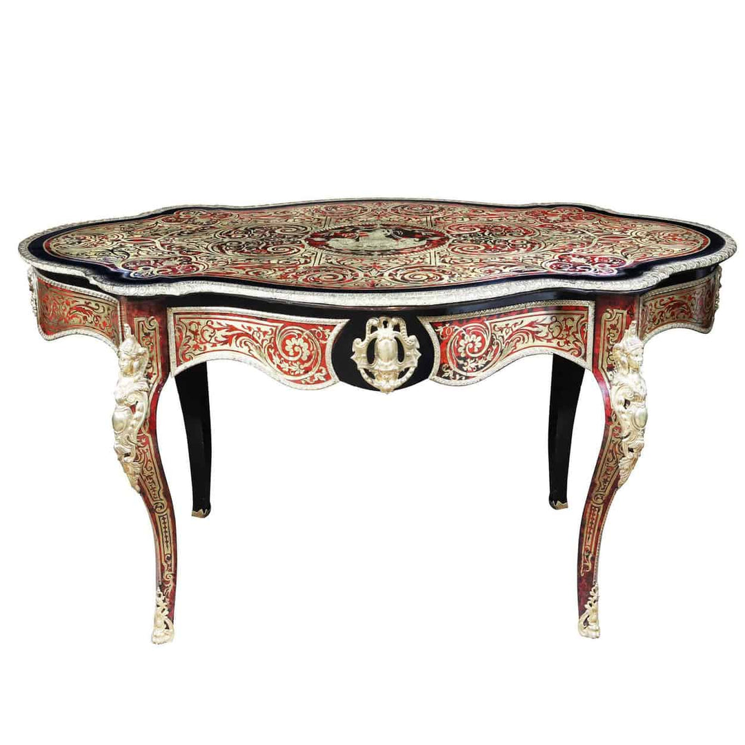 Napoleon III Red Boulle Bureau Desk