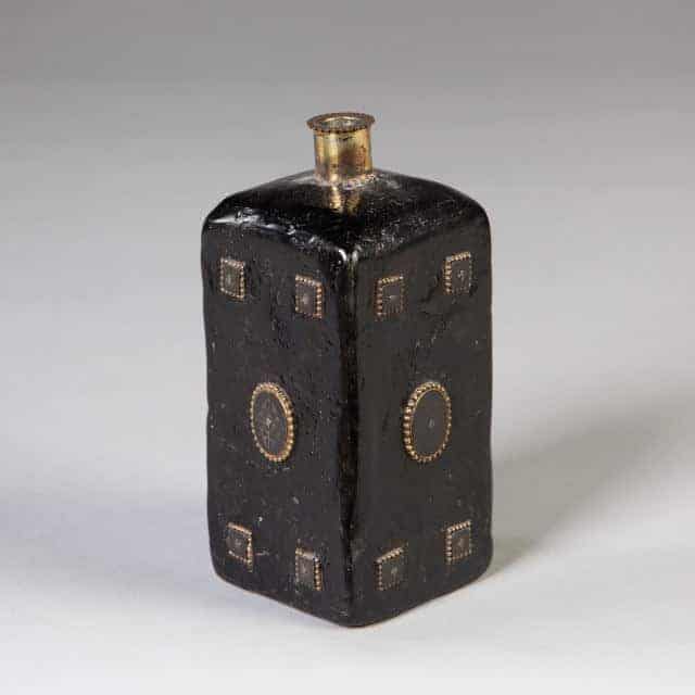 17th Century Silver, Niello and Pitch Flask