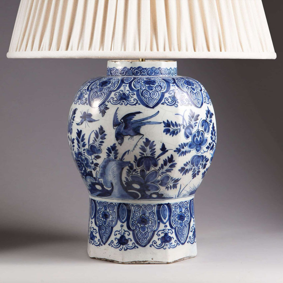 18th Century Delft Blue and White Vase Mounted as a Table Lamp