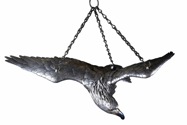 19th Century Japanese Meiji Period silvered bronze eagle with 110cm wingspan suspended by chains by Nicholas Wells Antiques