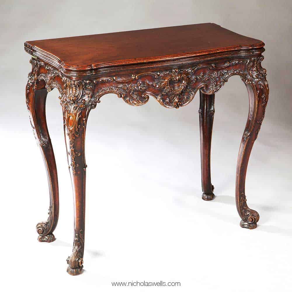 Rococo Chippendale Mahogany Card Table