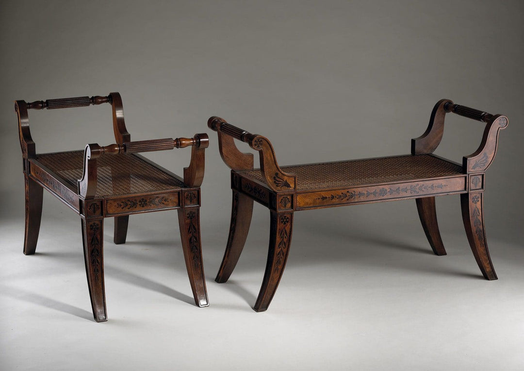 Pair of Regency mahogany window seats attributed to George Bullock, elegant craftsmanship by Collection CK20