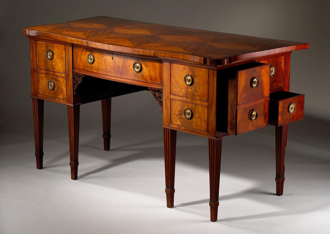 George III Mahogany Sideboard Henry Hill of Marlborough mid 18th century with parquetry top and drawers England circa 1765