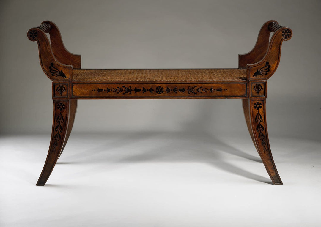 Regency mahogany window seat with detailed carvings attributed to George Bullock Collection CK20 luxury furniture