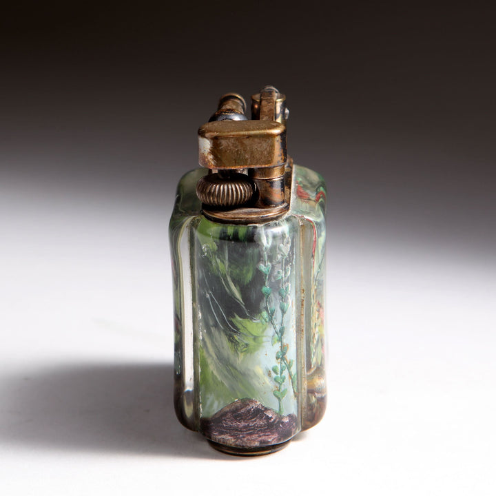 Vintage Service Size Dunhill Aquarium pocket lighter with reverse intaglio lucite panels by Collection JA10