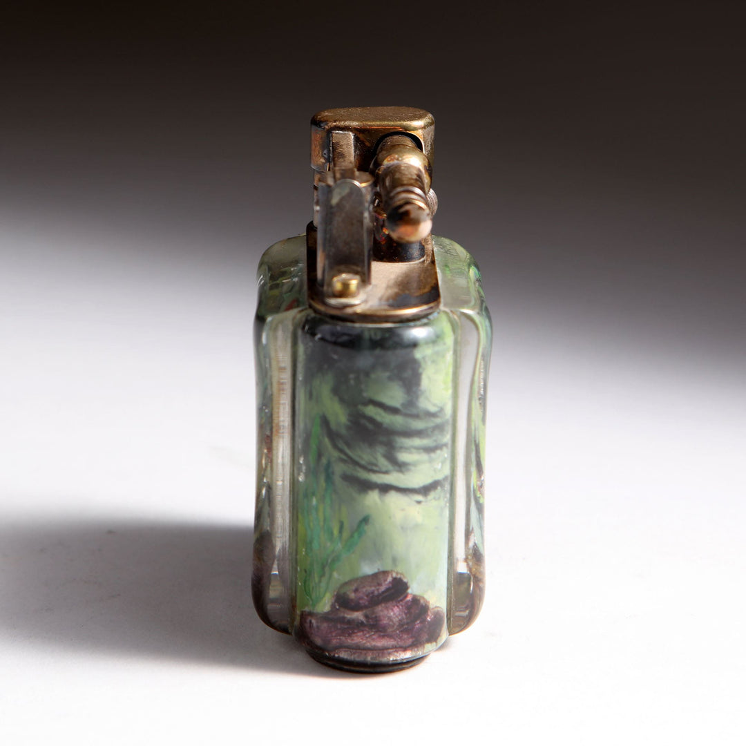 Vintage Service Size Dunhill Aquarium Pocket Lighter with reverse intaglio lucite panels by Collection JA10
