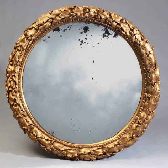 56 Inch 19Th Century Gilt Convex Mirror