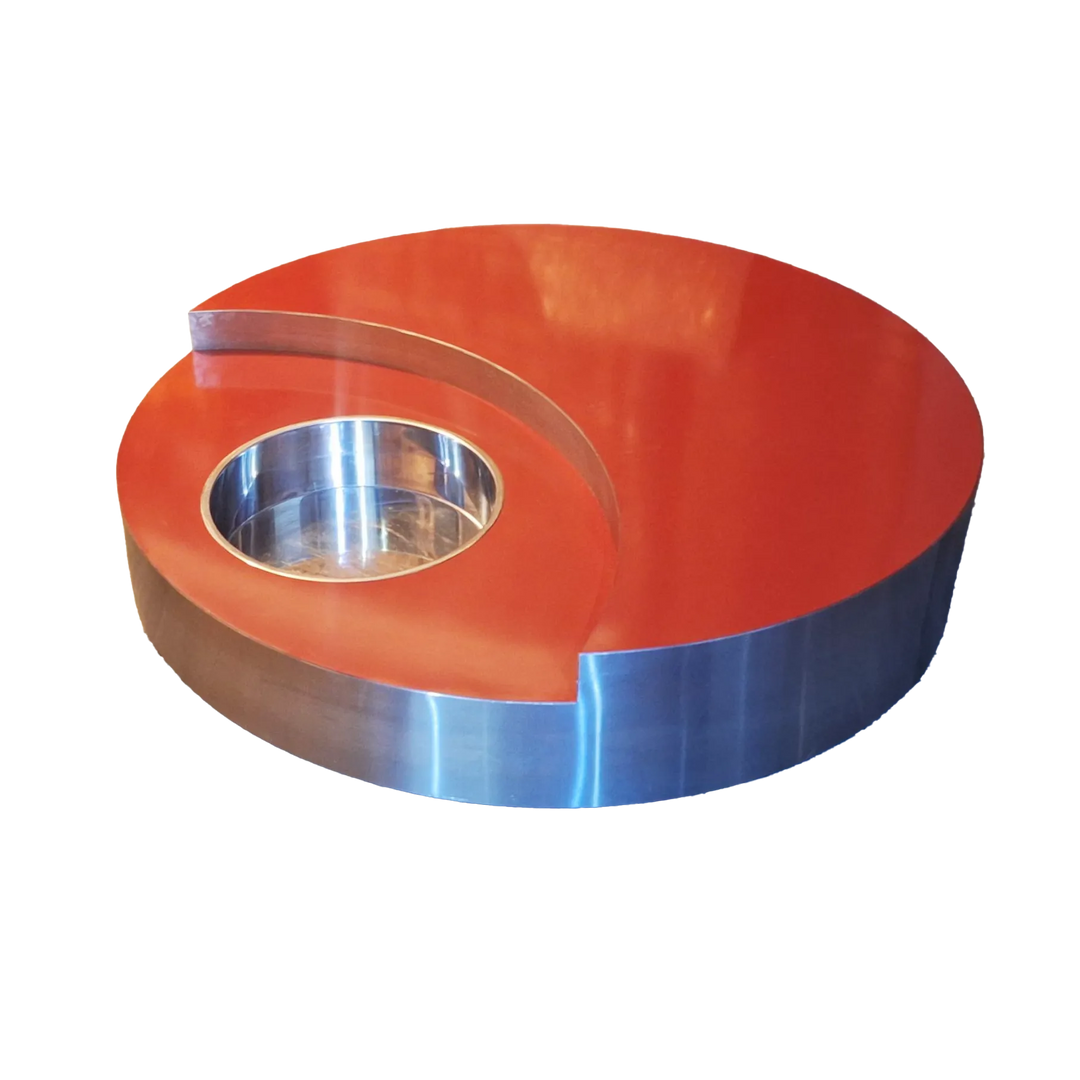 TRG Red & Brushed Steel Coffee Table by Willy Rizzo