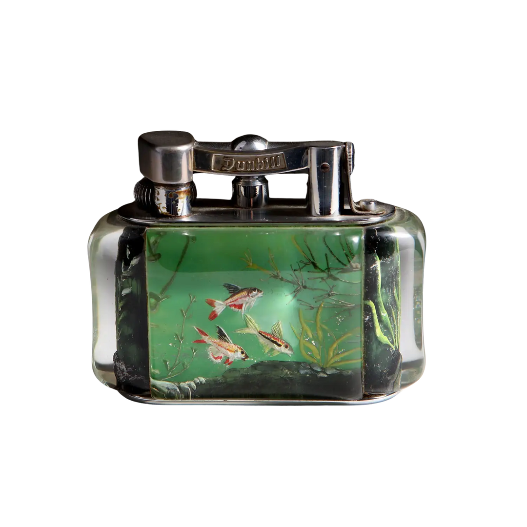 Dunhill Aquairium Table Lighter – Freshwater Scene in Green