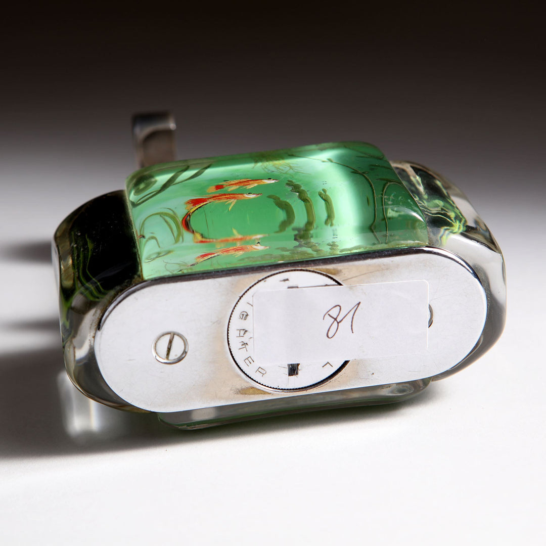 Dunhill Aquairium Table Lighter – Freshwater Scene in Green