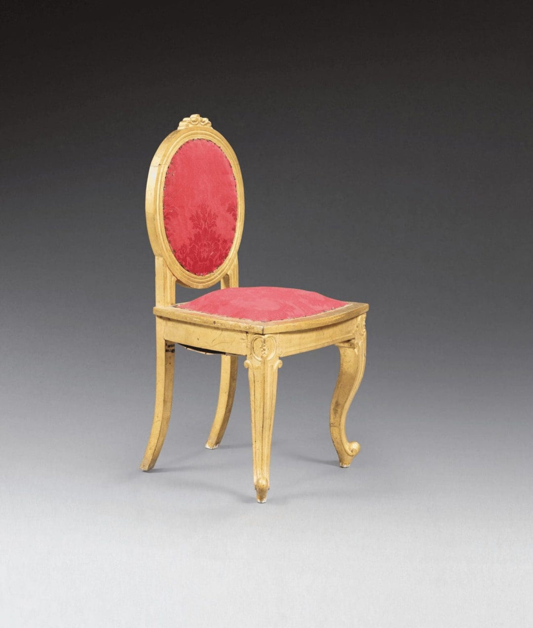 Single Anglo Indian giltwood side chair with red damask seat and back by Collection EE30