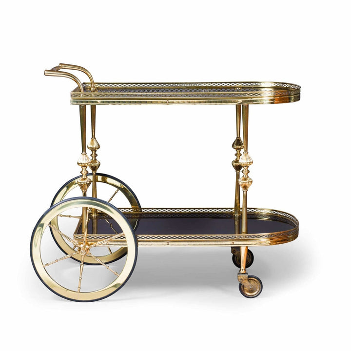 Mid Century Polished Brass Drinks Trolley