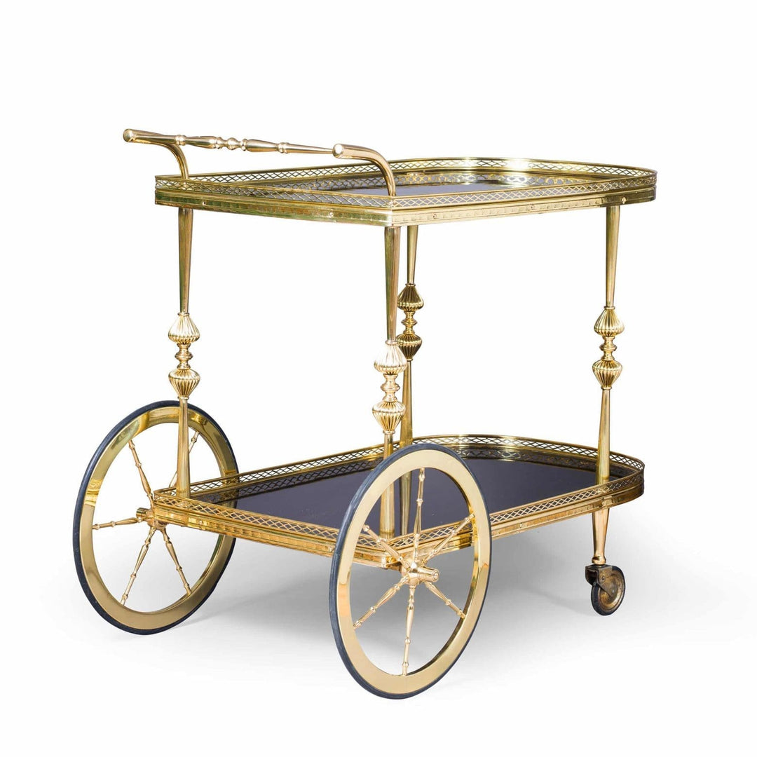 Mid Century Polished Brass Drinks Trolley