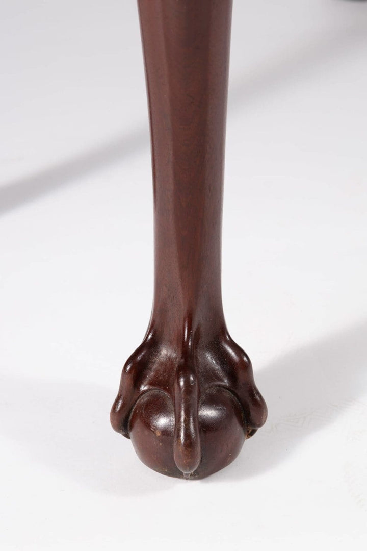 George III Mahogany Card Table cabriole leg with ball and claw foot carved with scallop shell and swags detail