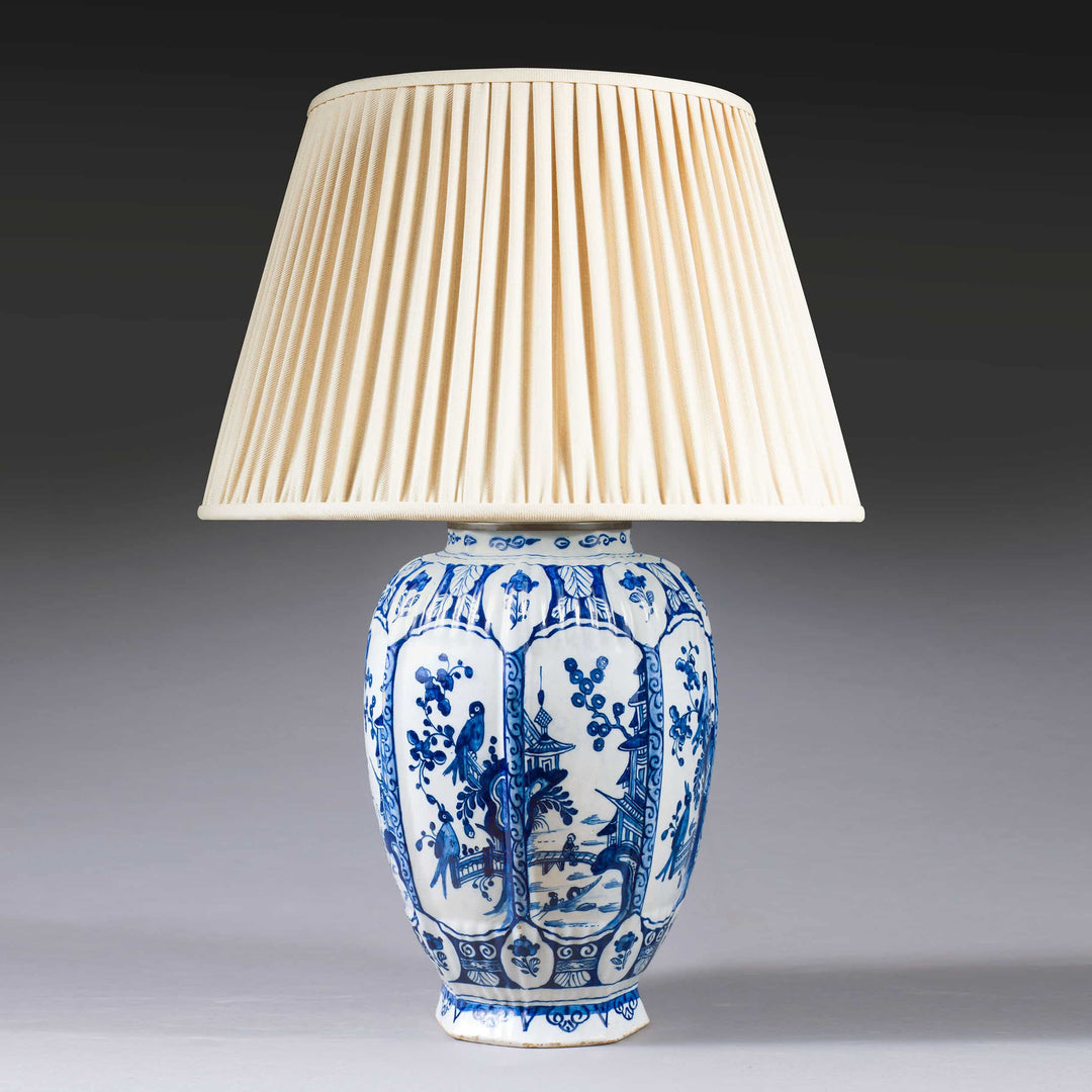 19th century Delft Blue and White Vase as a Table Lamp