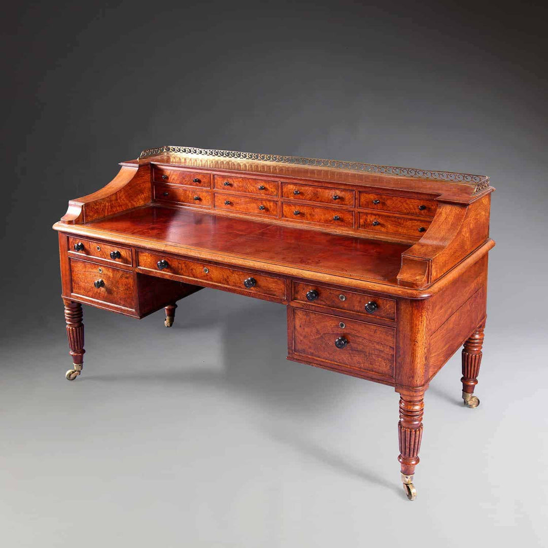 Important Burr Oak Carlton House Desk Attributed To George Bullock