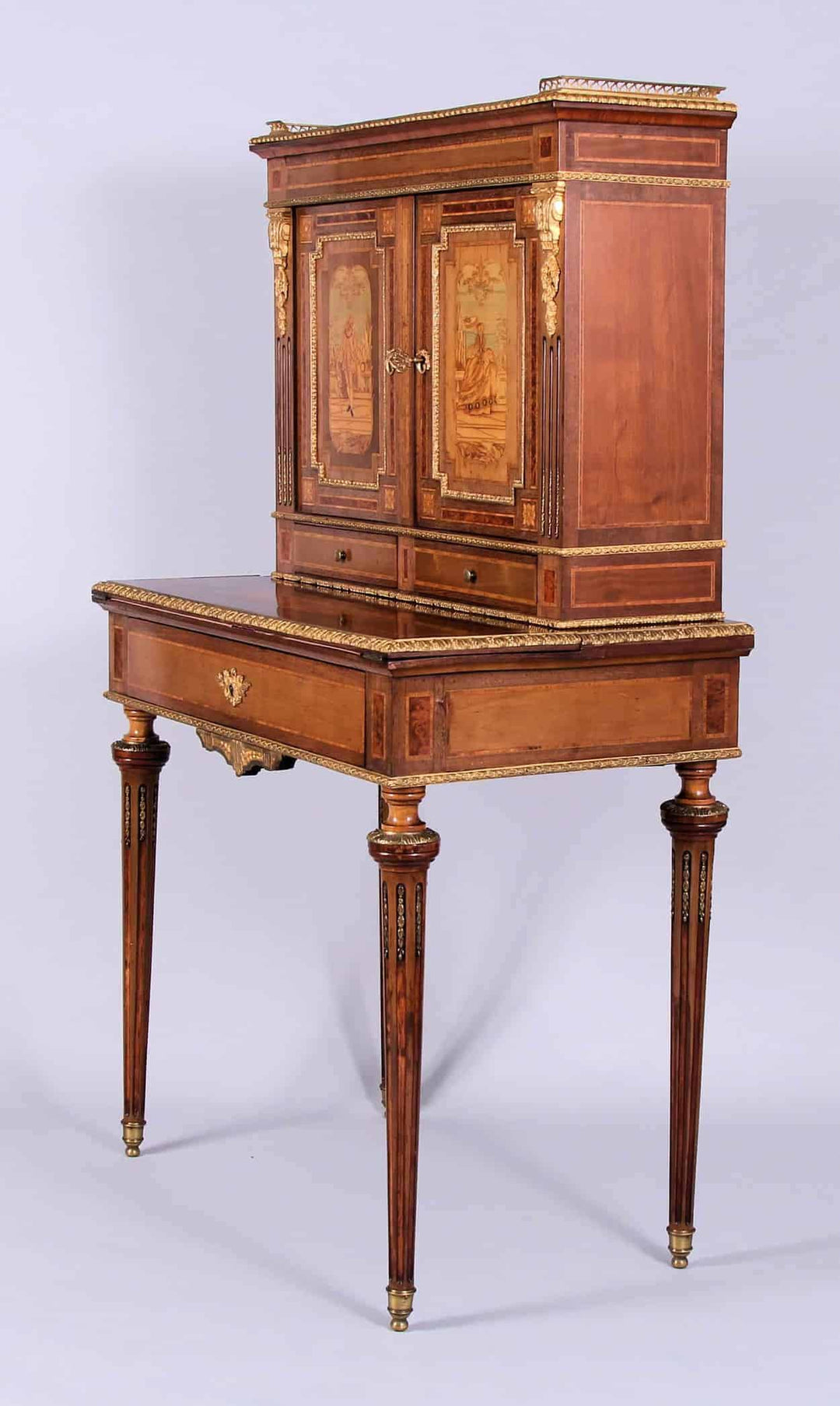 Louis XVI Revival Bonheur Du Jour by Diehl, elegant 19th-century French mahogany cabinet, Collection CK20