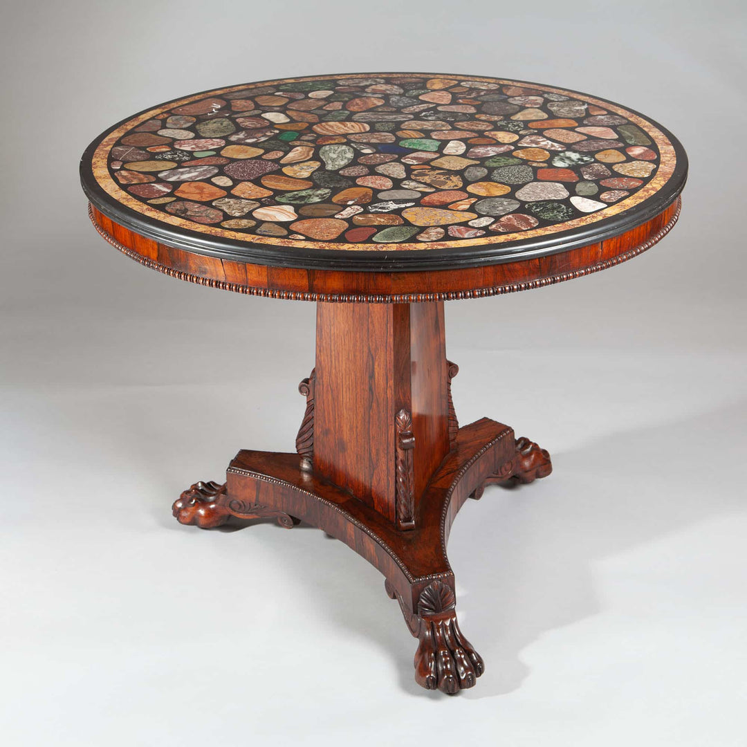 Regency Rosewood And Specimen Marble Round Centre Table