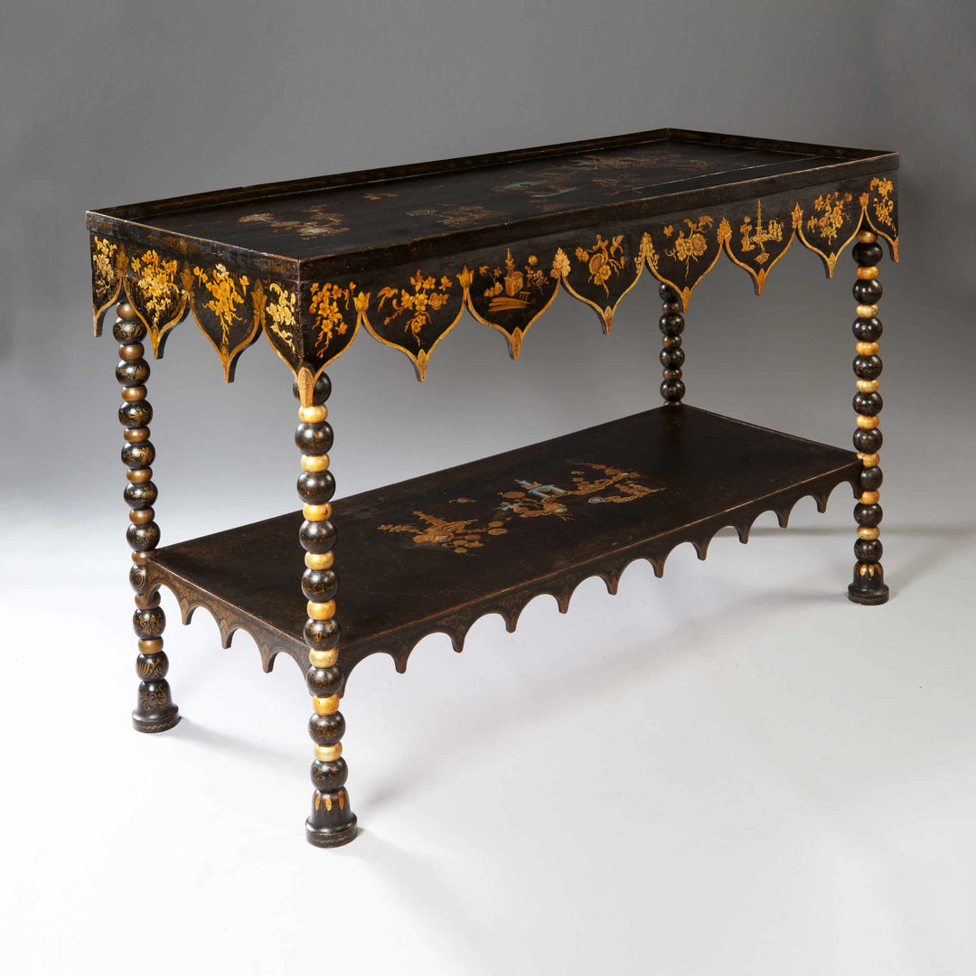 Chinoiserie Black Japanned Side Table