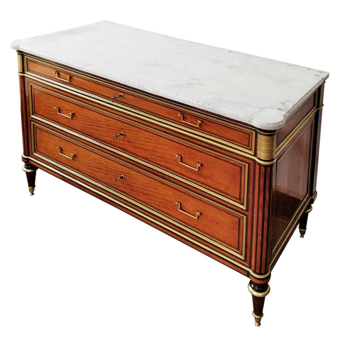 French Louis XVI Satinwood Commode Stamped Ferdinand Bury JME