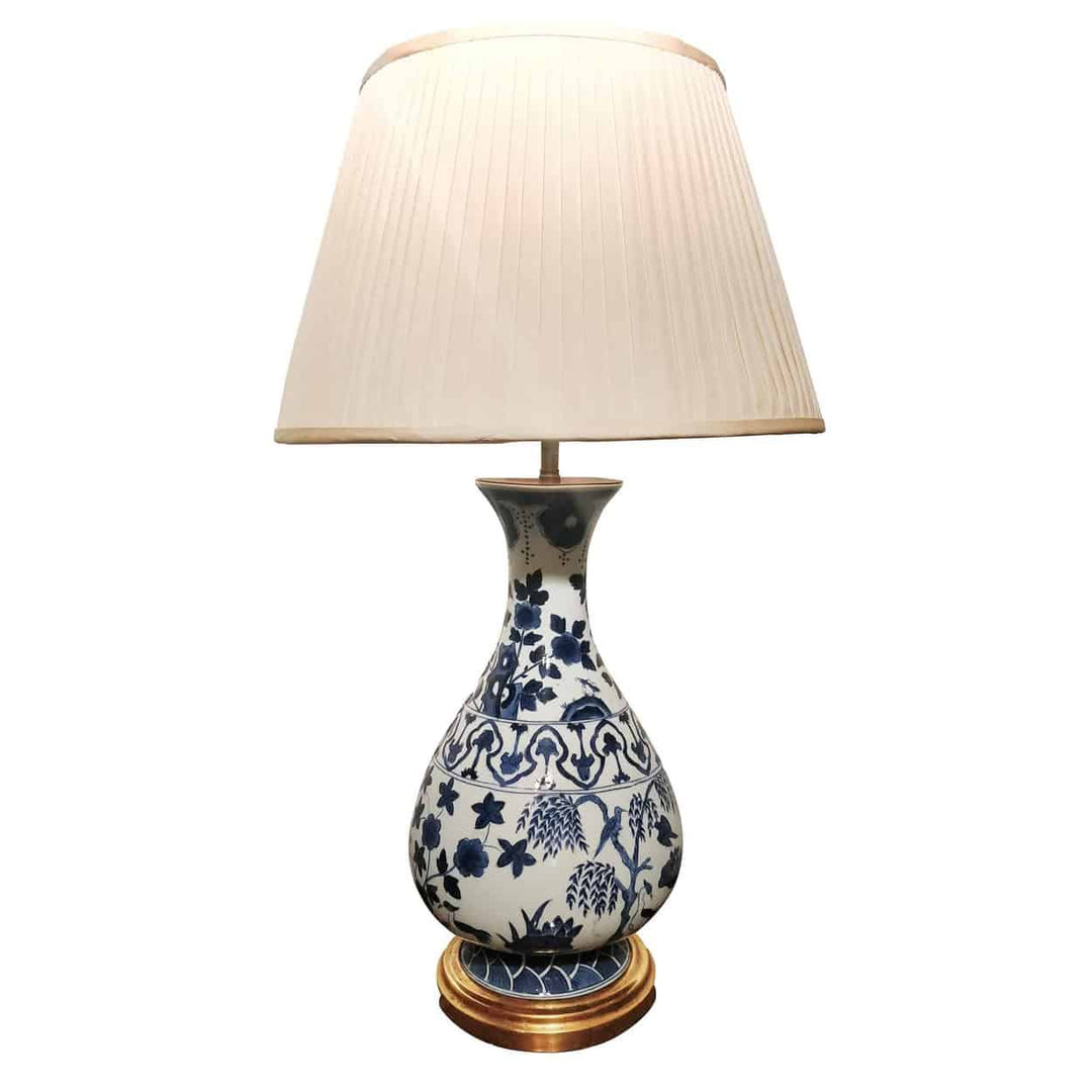 Chinese Blue and White Yuhuchunping Pear Shaped Bottle Vase as a Lamp