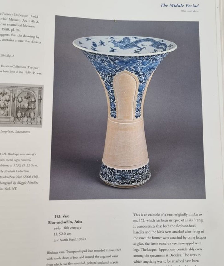 Early 18th century Arita cobalt blue and white porcelain vase part-glazed with floral and dragon motifs Collection EE20