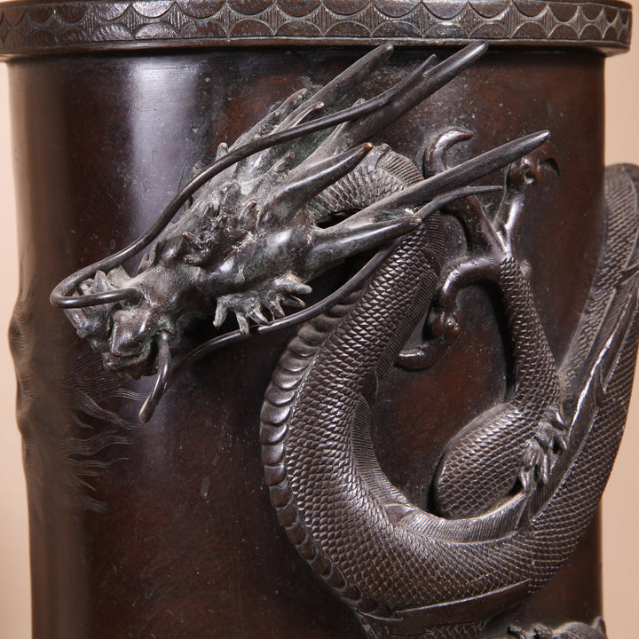 Japanese Meiji Bronze Dragon Stick Stand