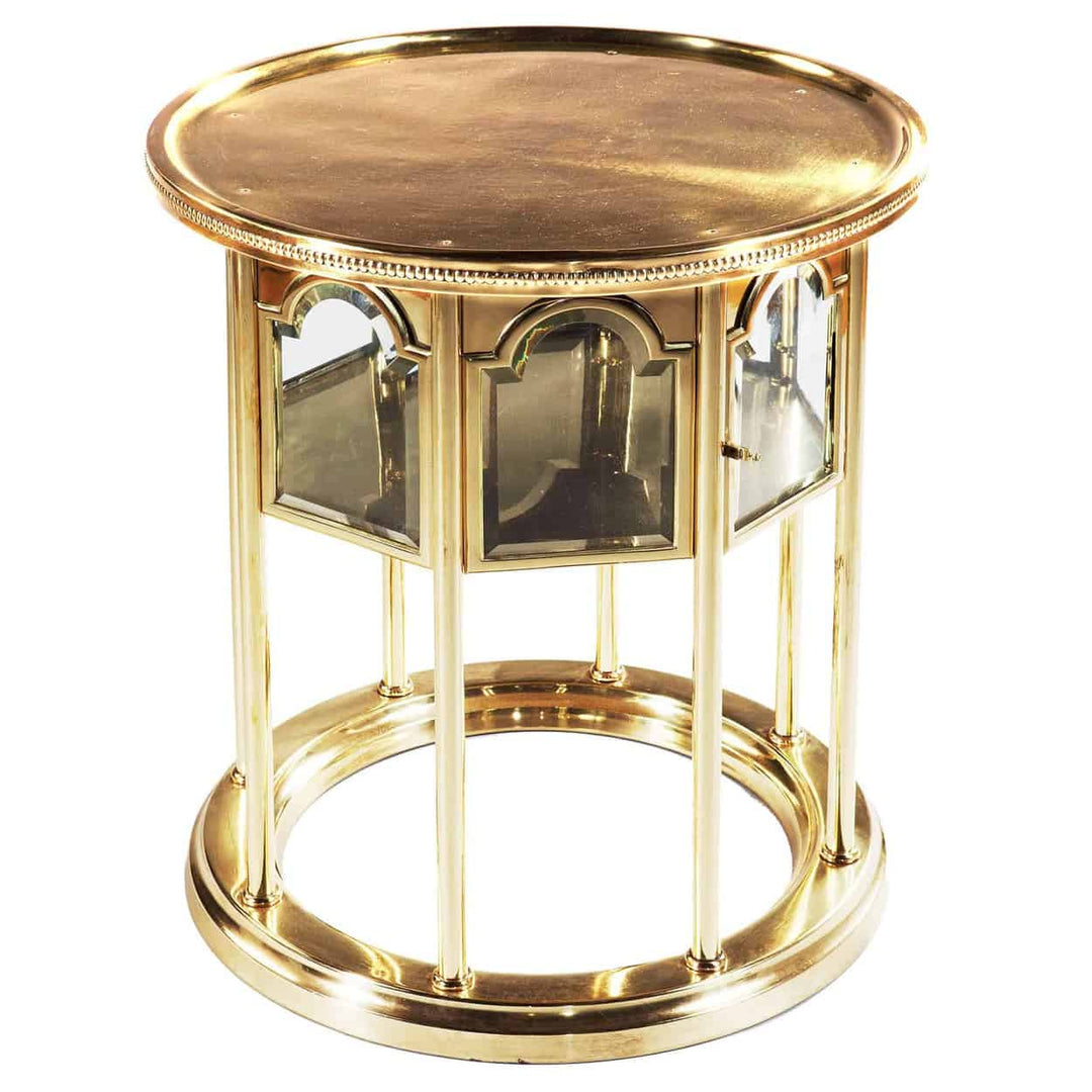 Mid Century Polished Brass and Glass Bar Cocktail Table