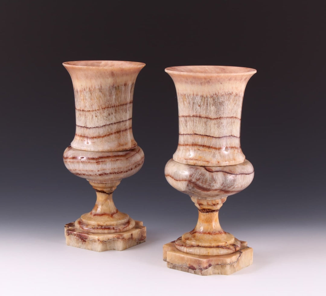 Pair of 19th Century Derbyshire Fluorspar Campagna Vases