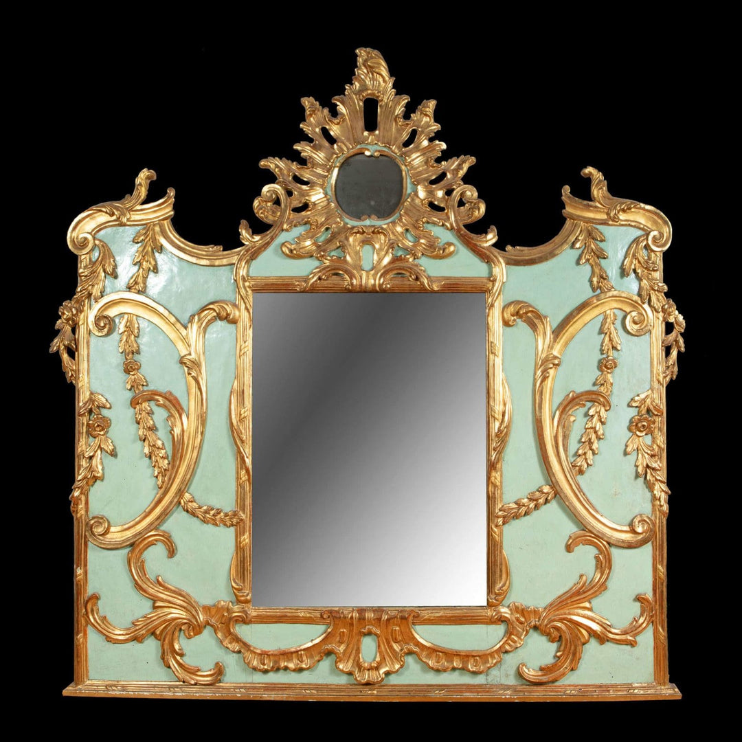Italian 18th Century Parcel Gilt Rococo Overmantel Mirror