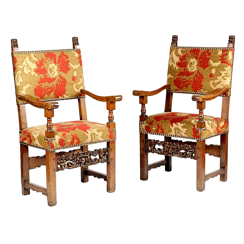 Late Renaissance Italian Walnut Armchairs