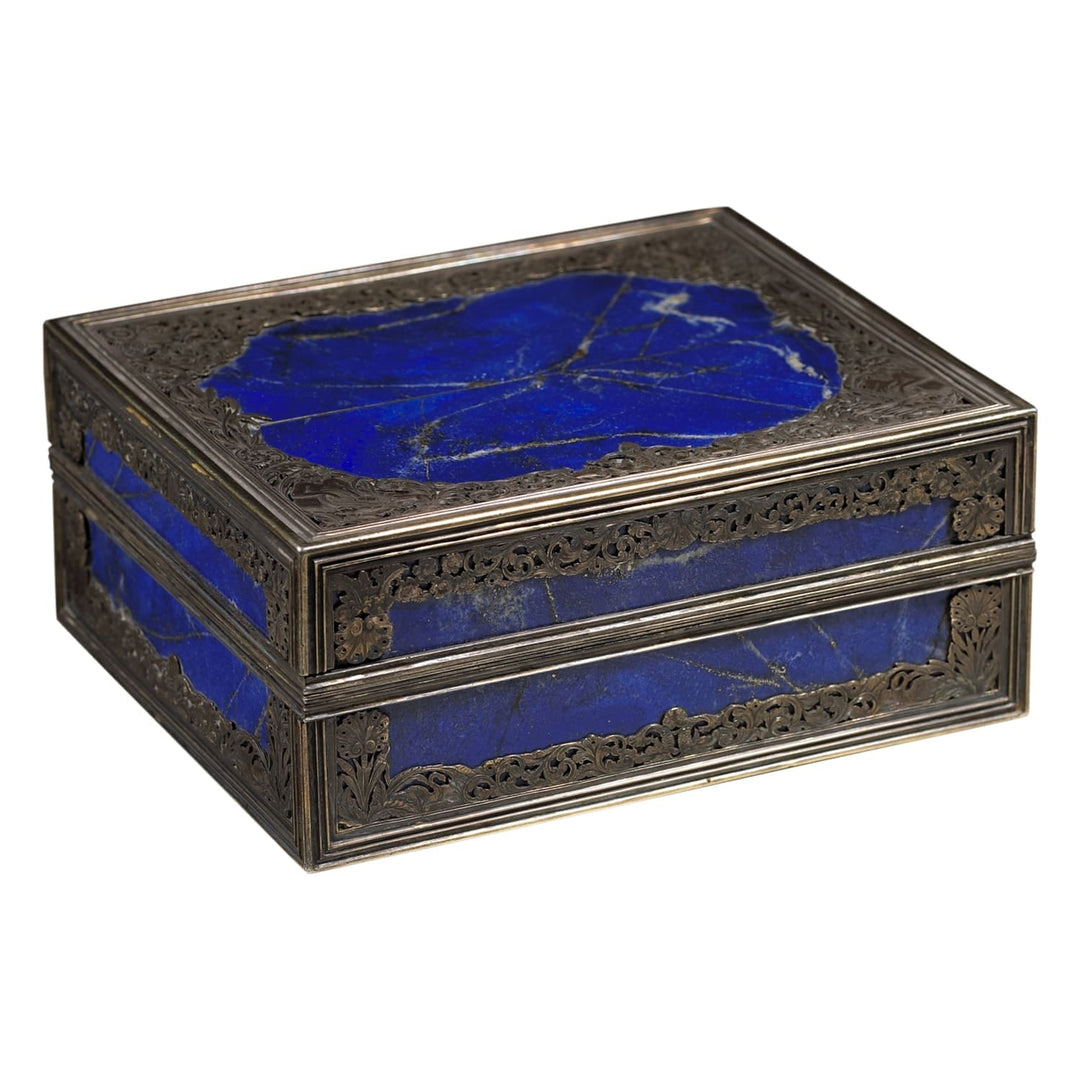 Lapis Lazuli and Silver Mounted Cigarette Box