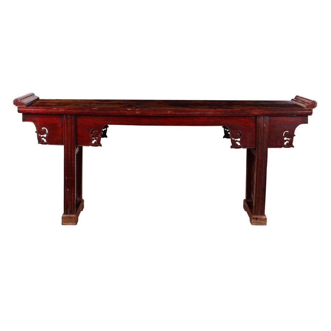 Large Scale Chinese Lacquered Elm Wood Altar Table