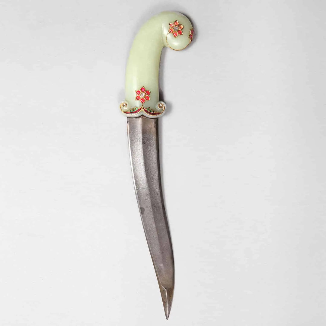 Mughal Jewelled Jade-Hilted Khanjar Dagger