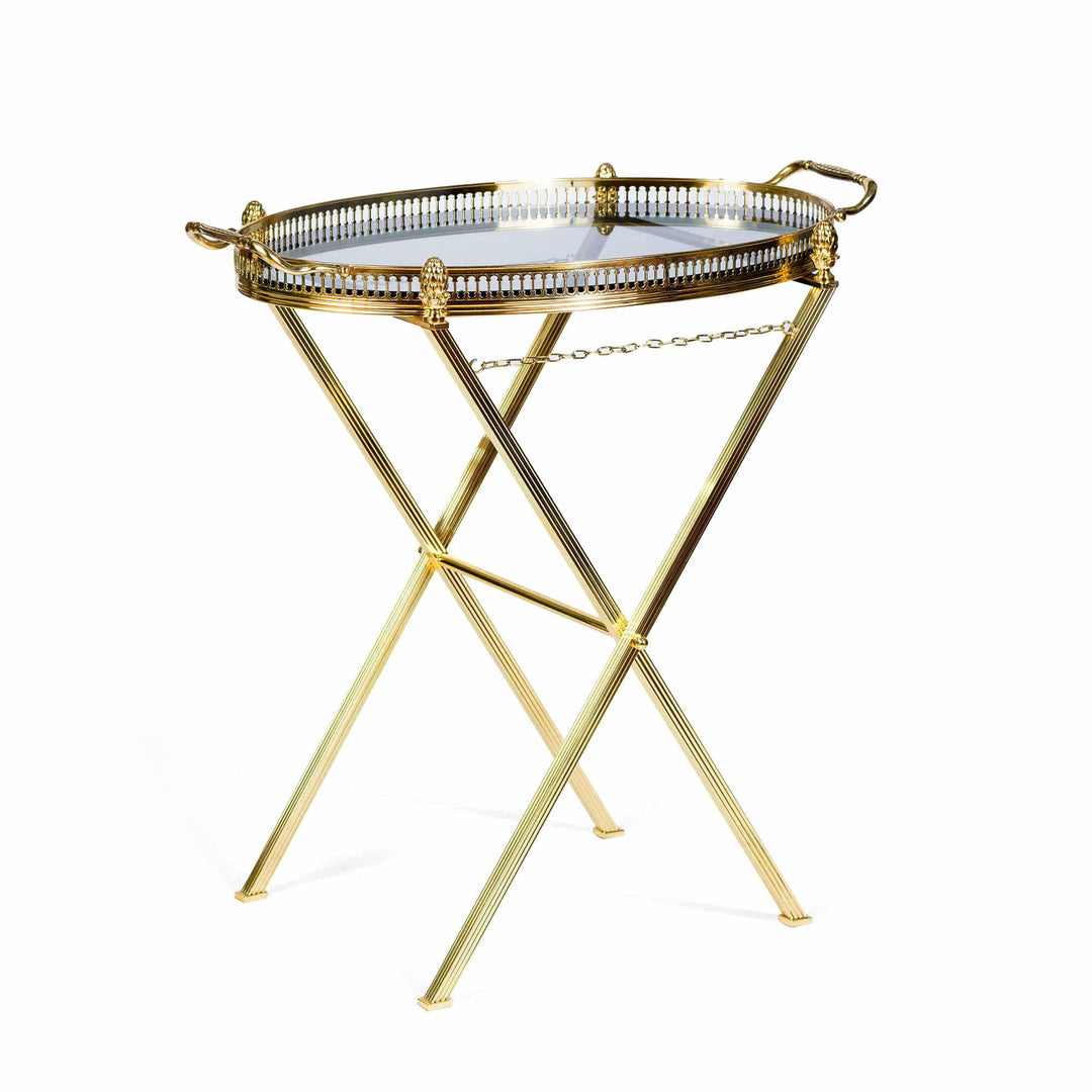 Maison Jansen Lacquered Brass Tray Table with Smoked Glass