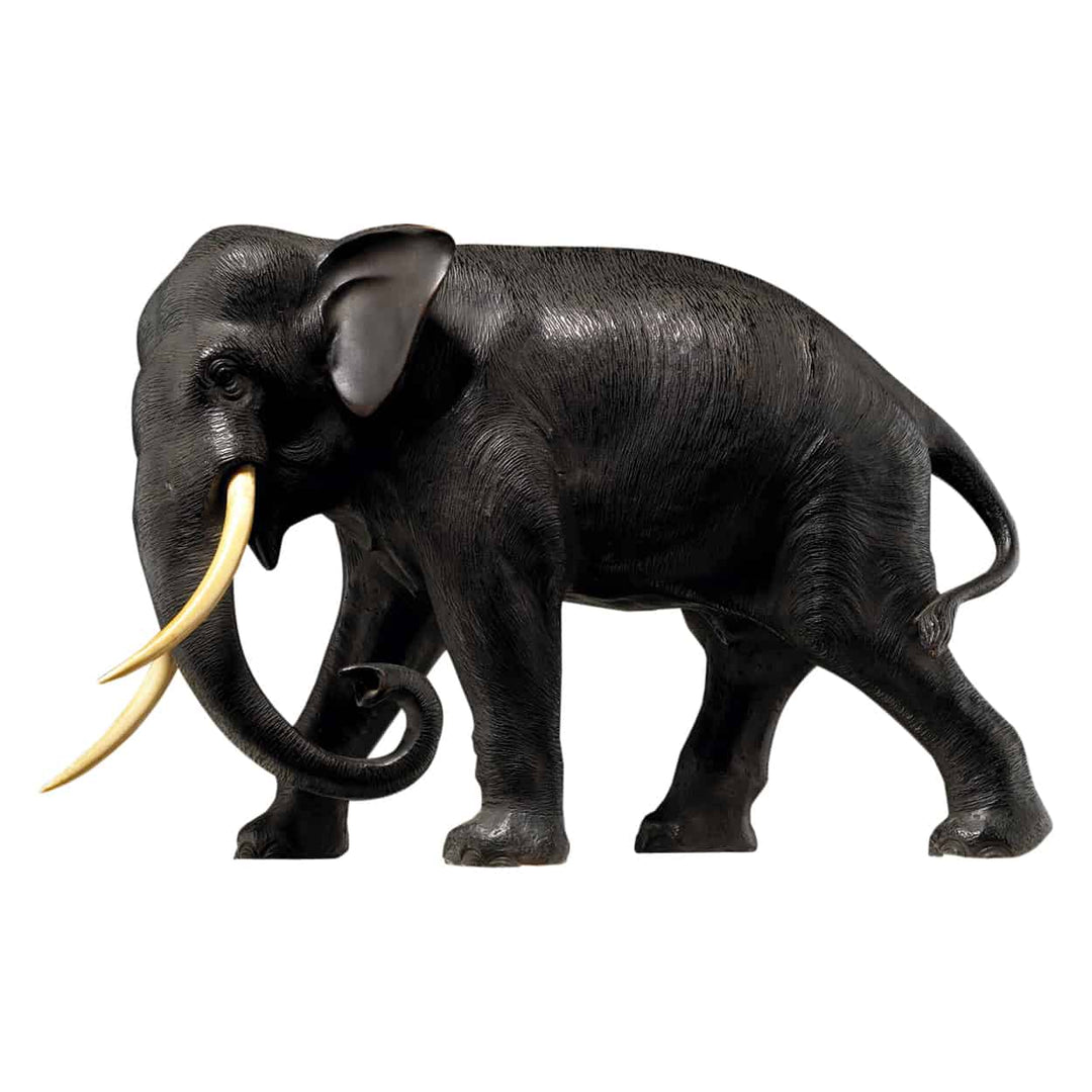 Japanese Meiji Striding Bronze Bull Elephant