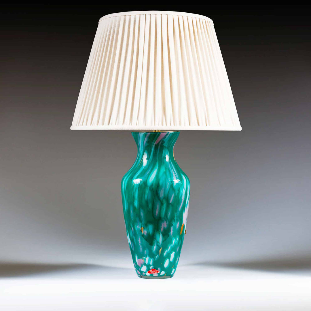 Mid Century Murano Mottled Green Hand Blown Glass Vase as a Table Lamp