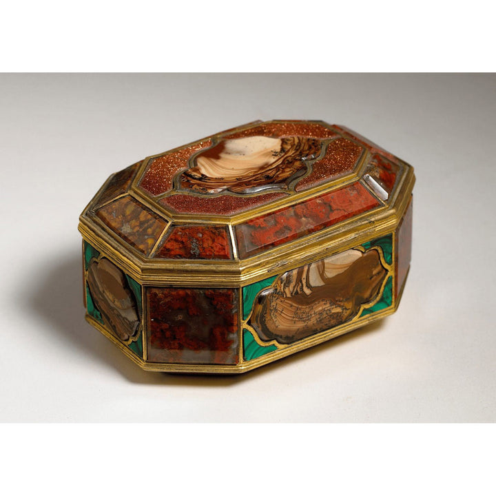18th century Ottoman hardstone and gilt tombak casket with aventurine panels by Nicholas Wells Antiques