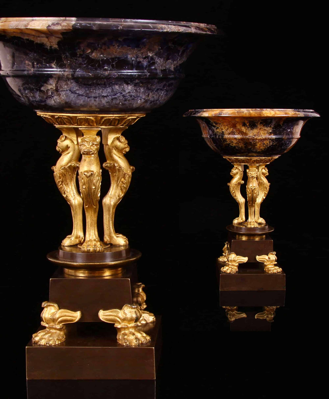 Pair of George III Blue John and Gilt Bronze Atheniennes