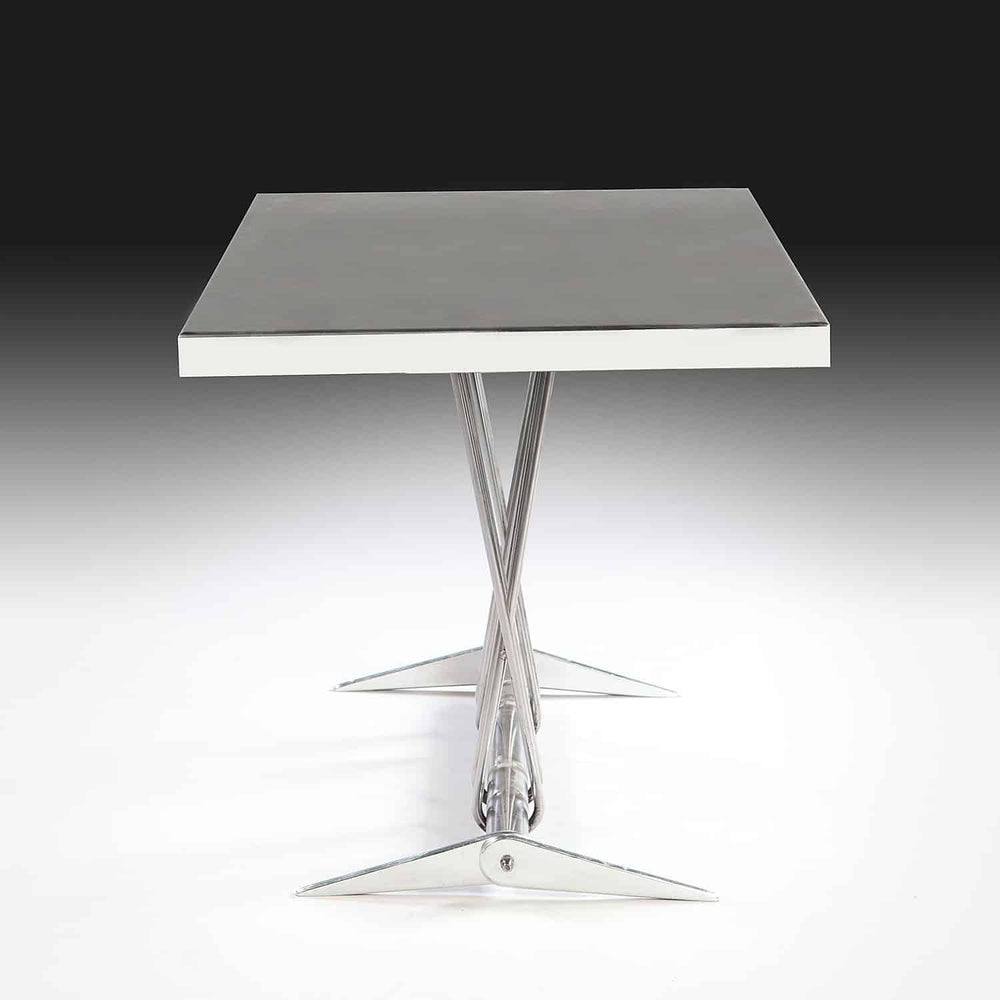 French Modernist Polished Steel Centre Table – Jean Prouve with sleek polished steel and minimalist design from France circa 1950