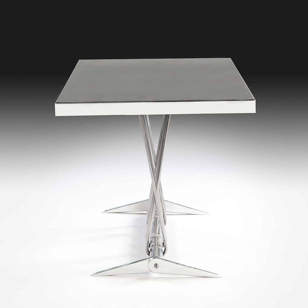 French Modernist Polished Steel Centre Table – Jean Prouve with sleek polished steel and minimalist design from France circa 1950