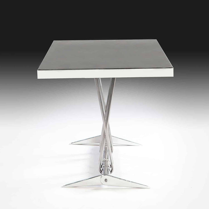 French Modernist Polished Steel Centre Table – Jean Prouve with sleek polished steel and minimalist design from France circa 1950