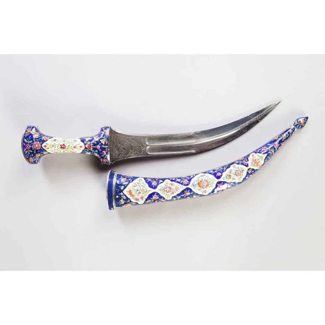 A Fine Persian Qajar Enamel Dagger ( Khanjar )