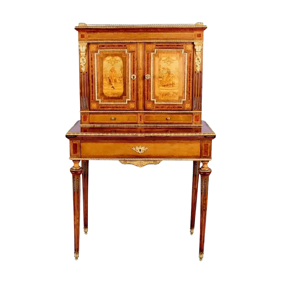 Louis XVI Revival Bonheur Du Jour by Diehl in mahogany with marquetry and ormolu, Collection CK20