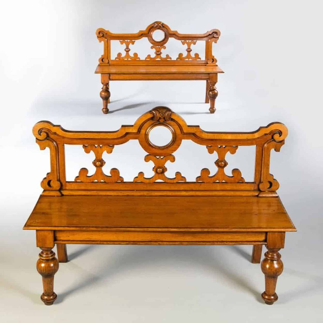 A Pair Of Neo Renaissance Hall Benches