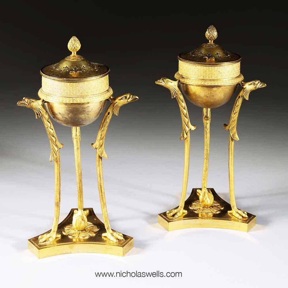 A Pair Of Russian Gilt Bronze Perfume Burners